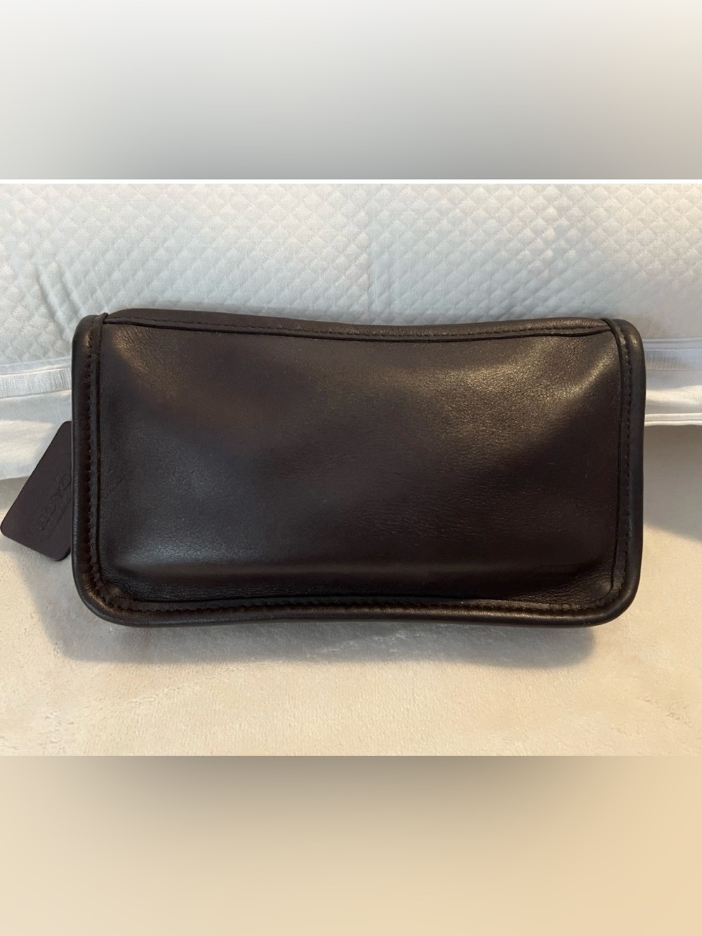 💚 COACH Zip Utility Pouch Wallet Cosmetic Chunky Case Clutch🩷
